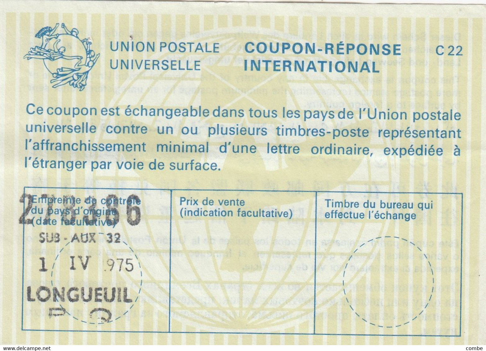 CANADA. INTERNATIONAL REPLY. COUPON REPONSE. LONGUEUIL 1975 - Coupons-Réponses