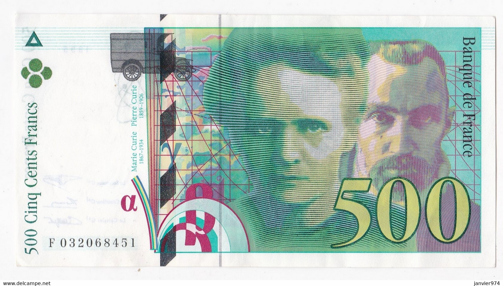 500 Francs Pierre Et Marie Curie 1995, Alph. F. 032068451, SUP - 500 F 1994-2000 ''Pierre En Marie Curie''