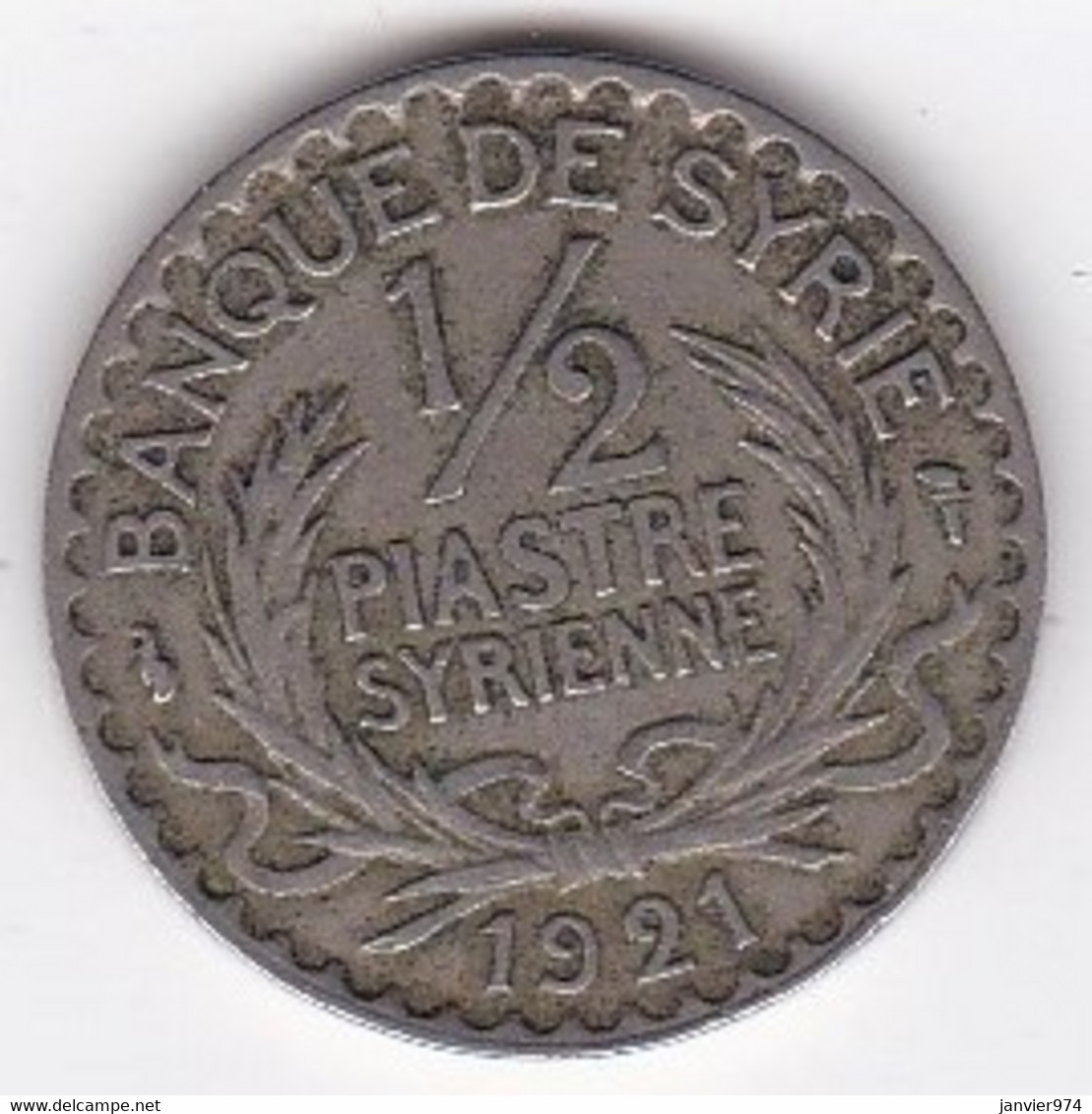 Banque De Syrie, Protectorat Français, 1/2 Piastre 1921. Cupro-nickel, Lec# 4 - Syria