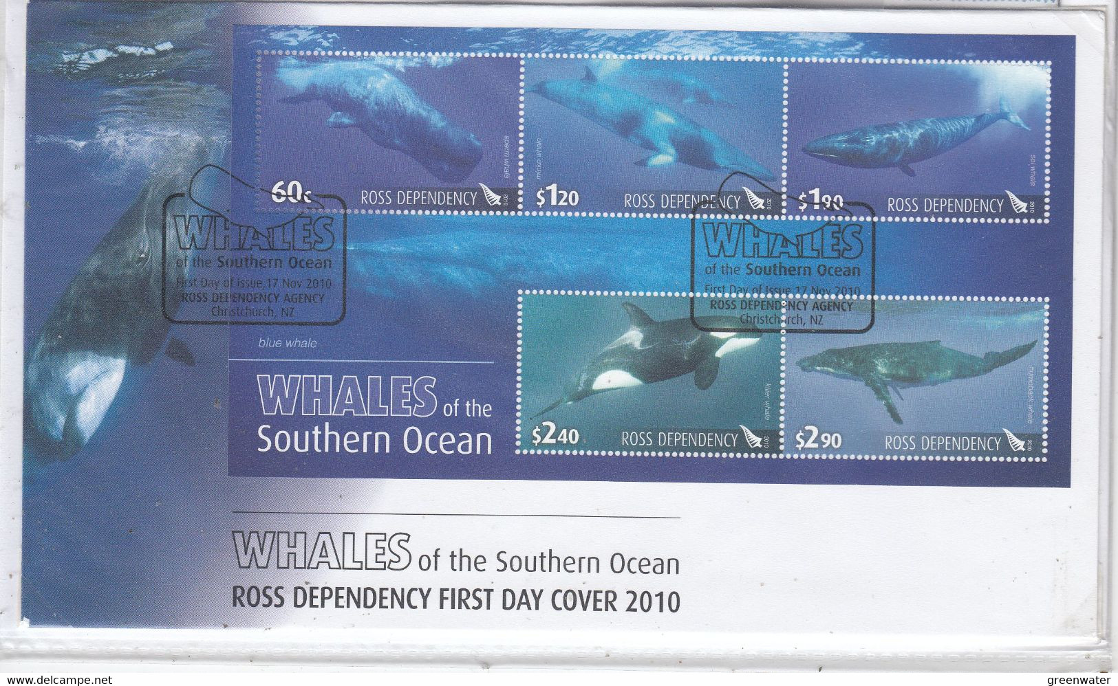 Ross Dependency 2010 Whales Of The Southern Ocean  M/s  FDC (RS157) - FDC