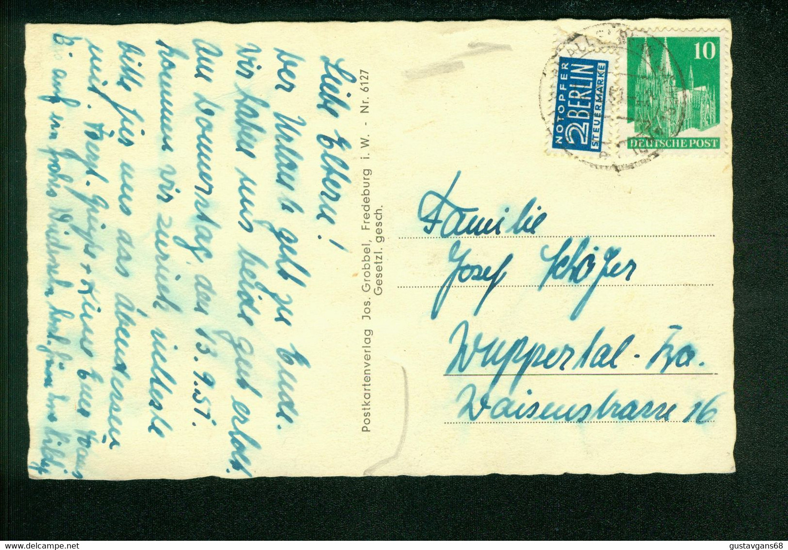 AK Obersorpe, Hochsauerland, Schmallenberg, Gel. 1951 Nach Wuppertal - Schmallenberg