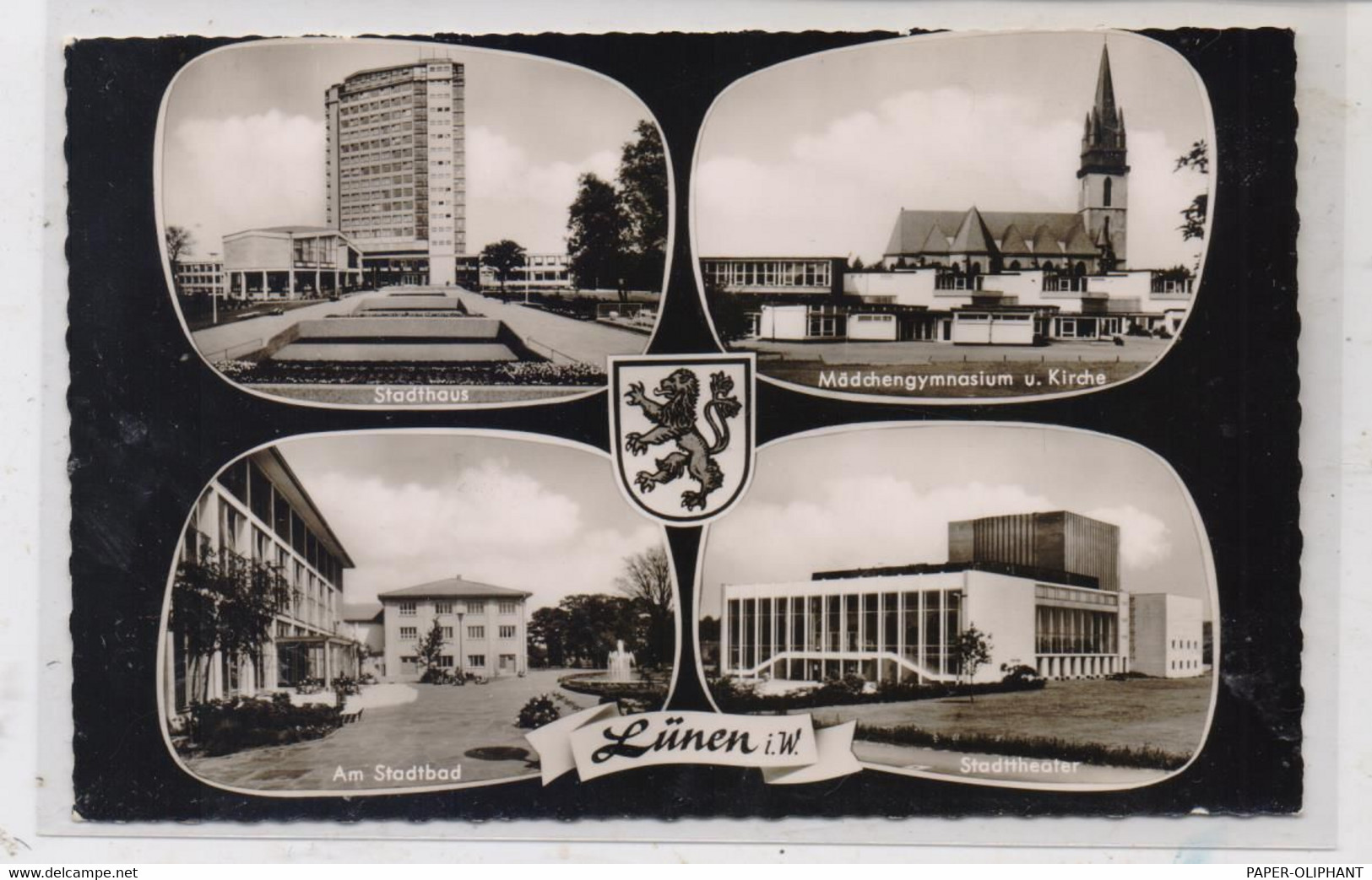 4670 LÜNEN, Stadthaus, Mädchengymnasium Und Kirche, Stadtbad, Stadttheater - Luenen