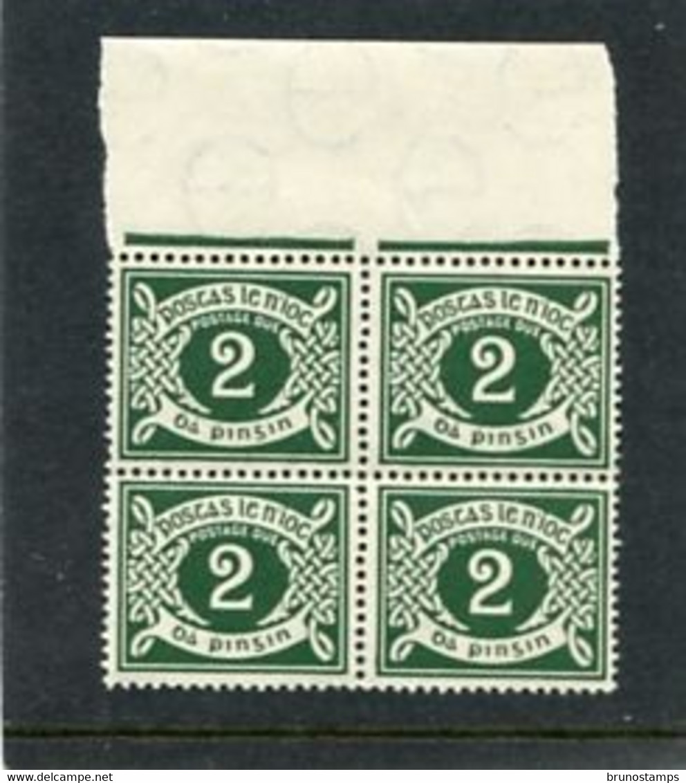 IRELAND/EIRE - 1940  POSTAGE DUE 2d WMK E BLOCK OF 4  MINT NH  SG D8 - Portomarken