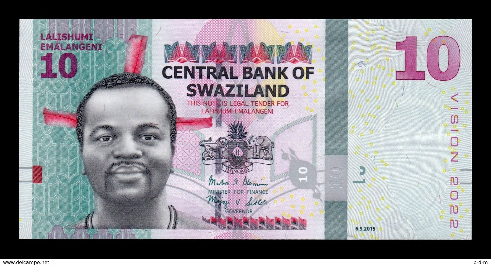 Suazilandia Swaziland 10 Emalangeni 2015 Pick 41 SC UNC - Swasiland