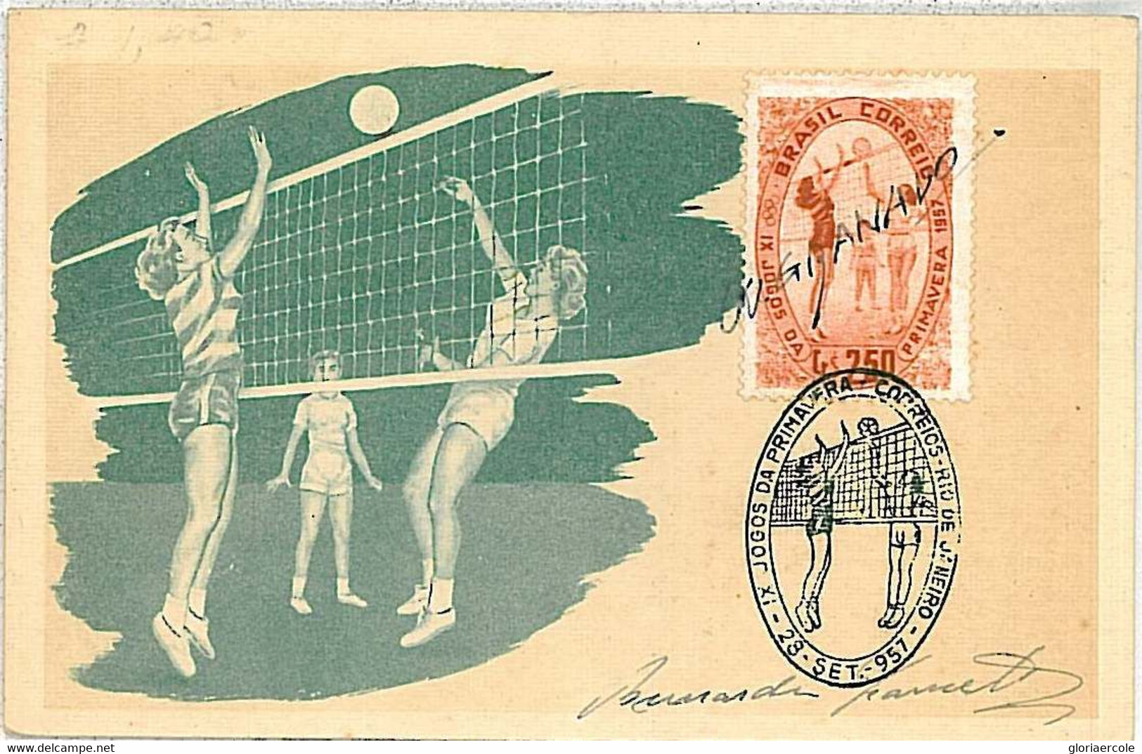 17294  -  BRAZIL - POSTAL HISTORY - MAXIMUM CARD  -  Sport VOLLEYBALL 1957 - Maximum Cards