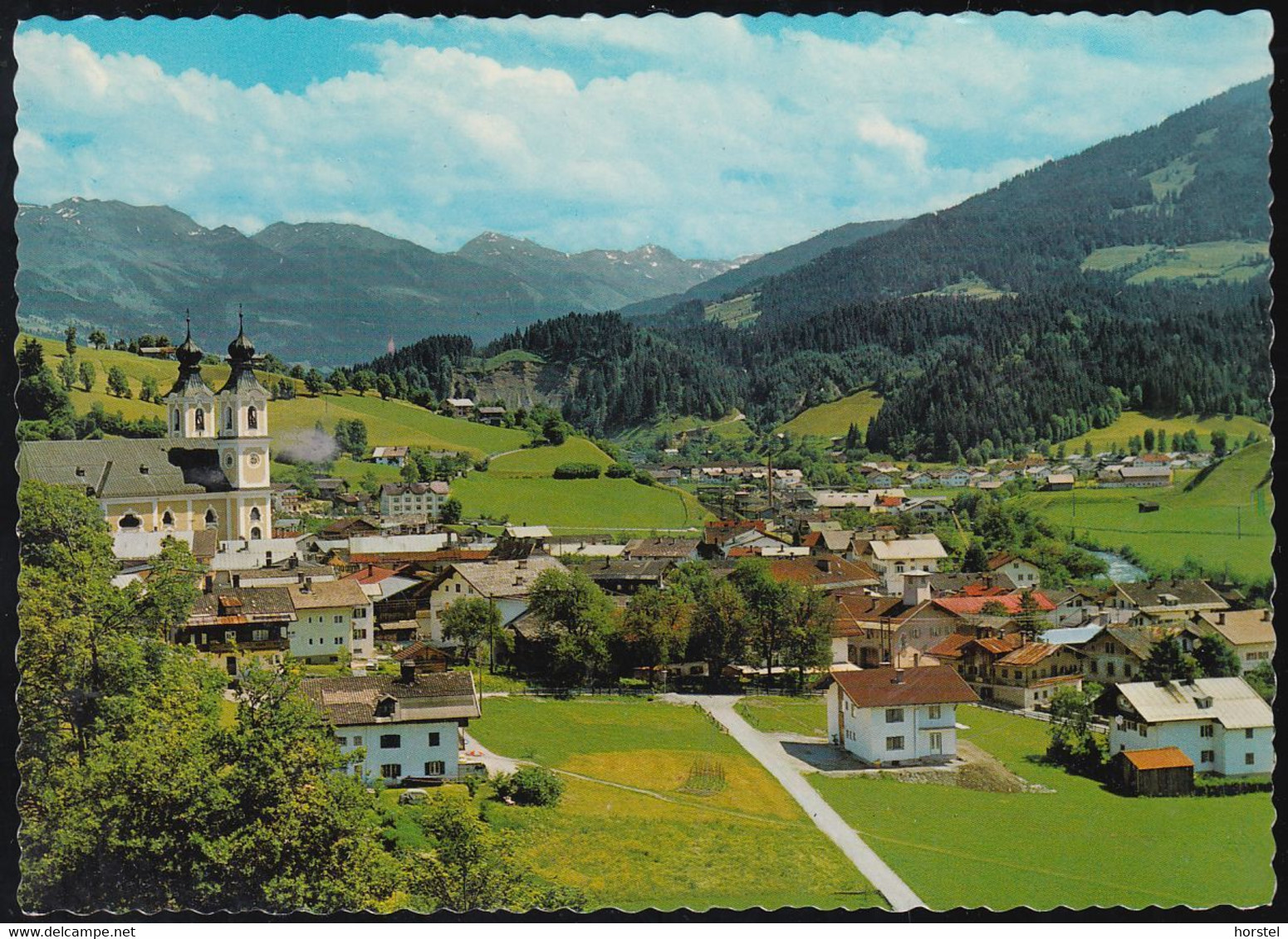 Austria - 6361 Hopfgarten - Alte Ortsansicht Mit Kirche - Gegen Windauer Berge - Brixen Im Thale