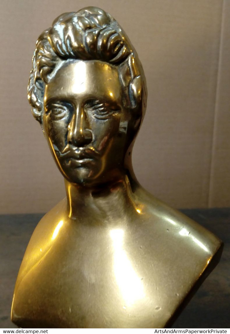 Buste En Laiton Theodor Körner, 18 Cm/ Brass Bust Theodor Körner, 18 Cm - Autres & Non Classés