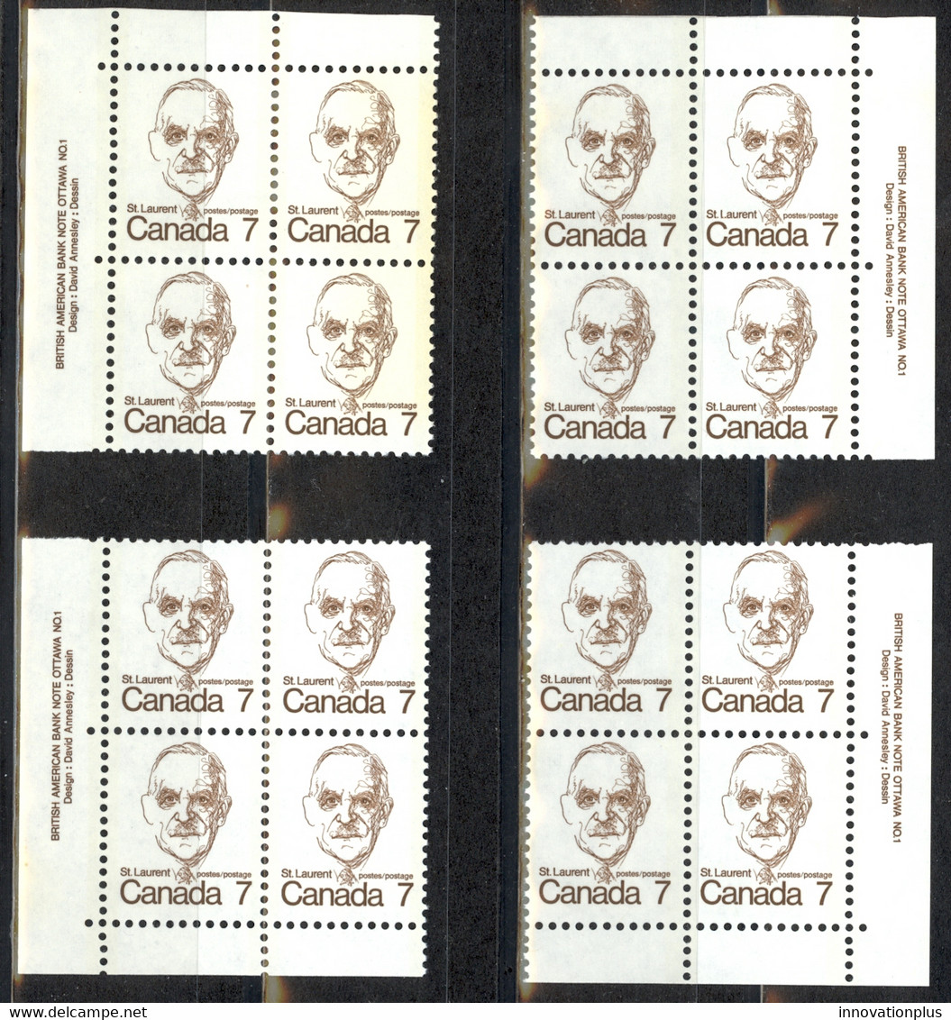 Canada Sc# 592 MNH PB Set/4 1974 04.08 Louis St. Laurent - Nuovi