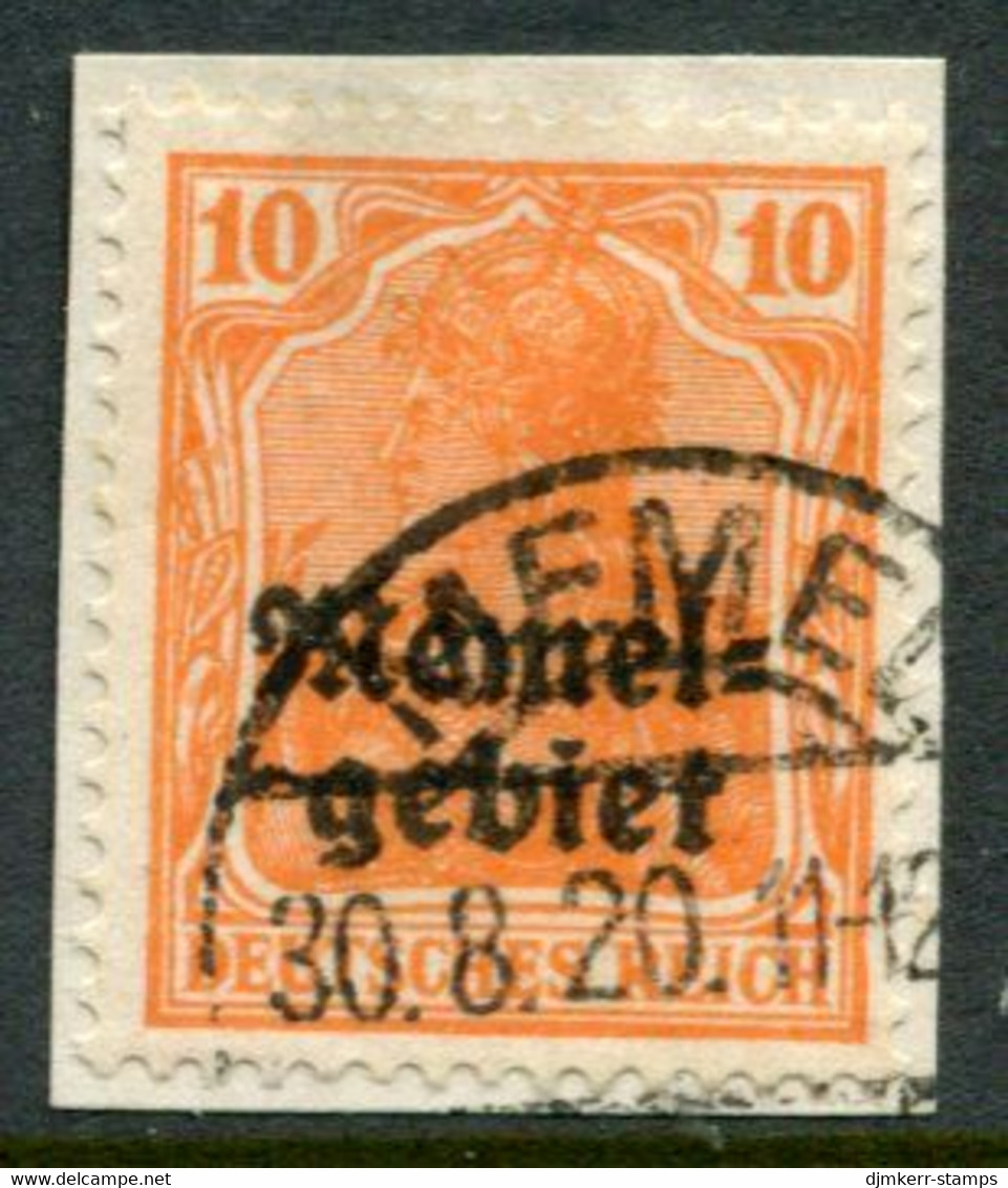 MEMEL 1920  Overprint On Germany 10 Pf, Used On Piece.  Michel 14 - Memel (Klaipeda) 1923