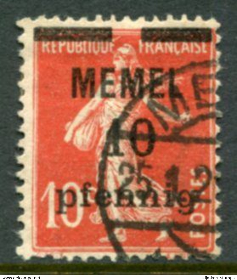 MEMEL 1920  Overprint On 10 Pf. On France 10 C. Used.  Michel 19 - Memel (Klaipeda) 1923