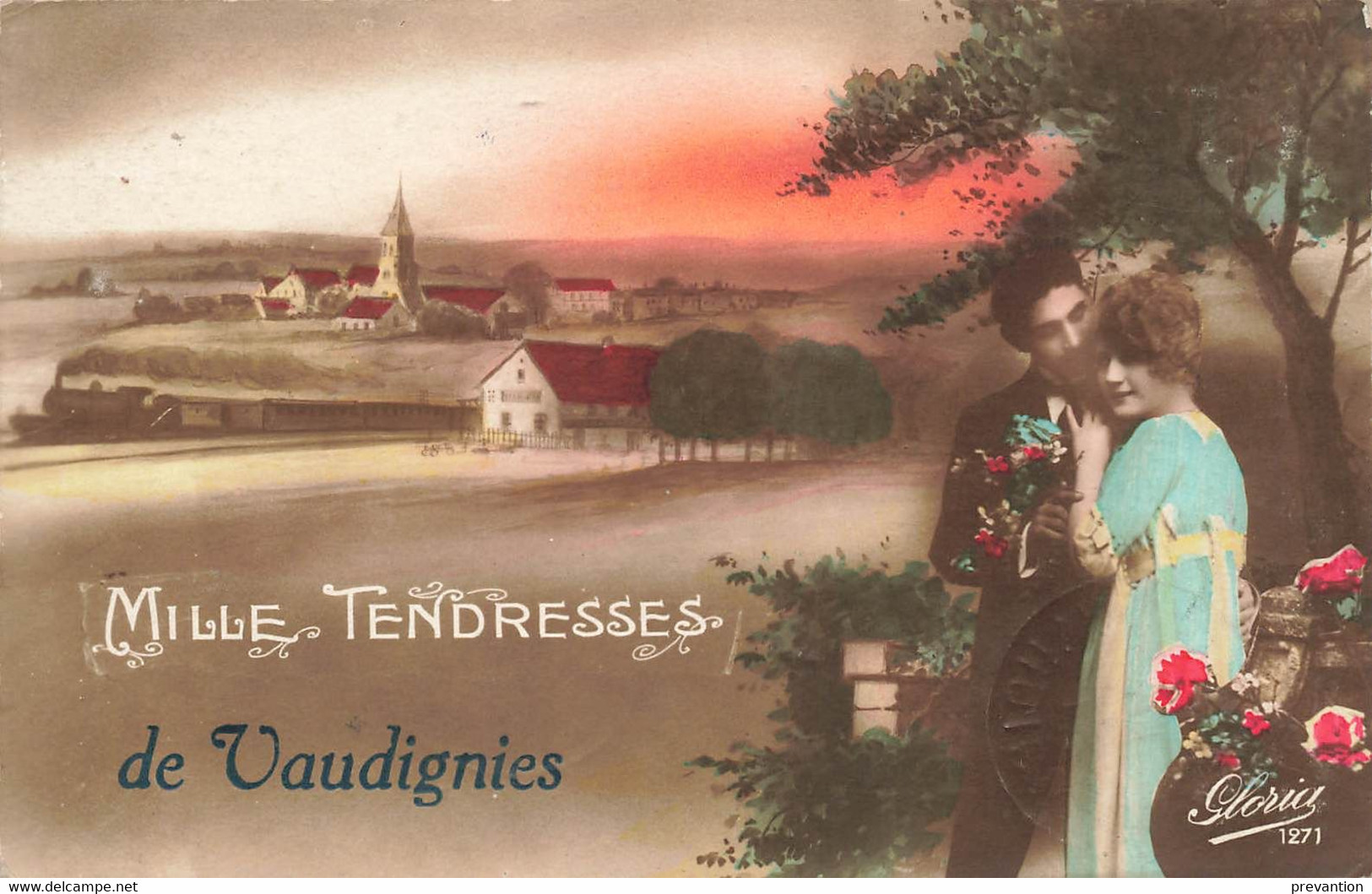 Mille Tendresses De VAUDIGNIES - Carte De Fantaises Colorée Et Circulé En 1921 - Chievres
