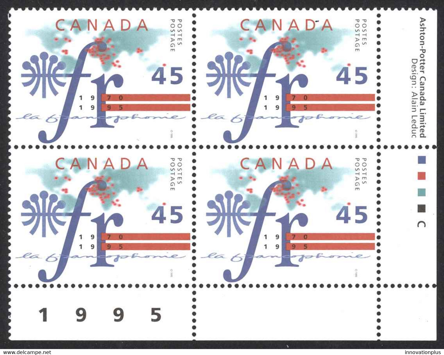 Canada Sc# 1589 MNH PB LR 1995 45c La Francophonie - Nuovi