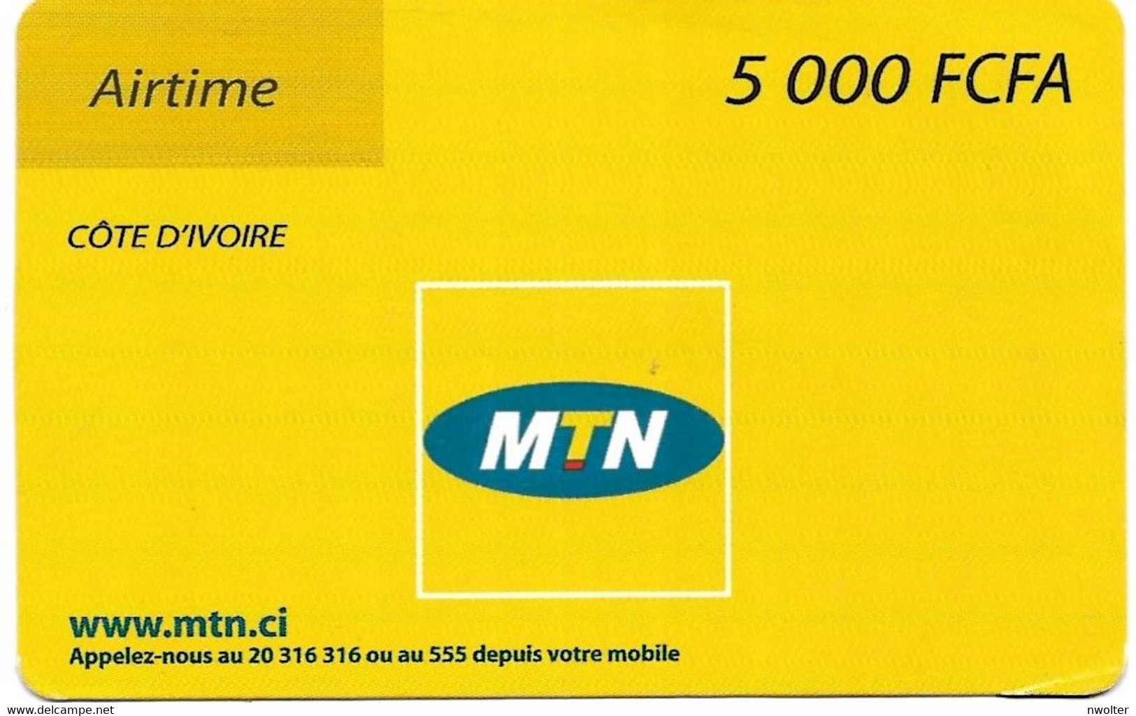 @+ Cote D'Ivoire - Recharge GSM MTN 5000 FCFA - Côte D'Ivoire