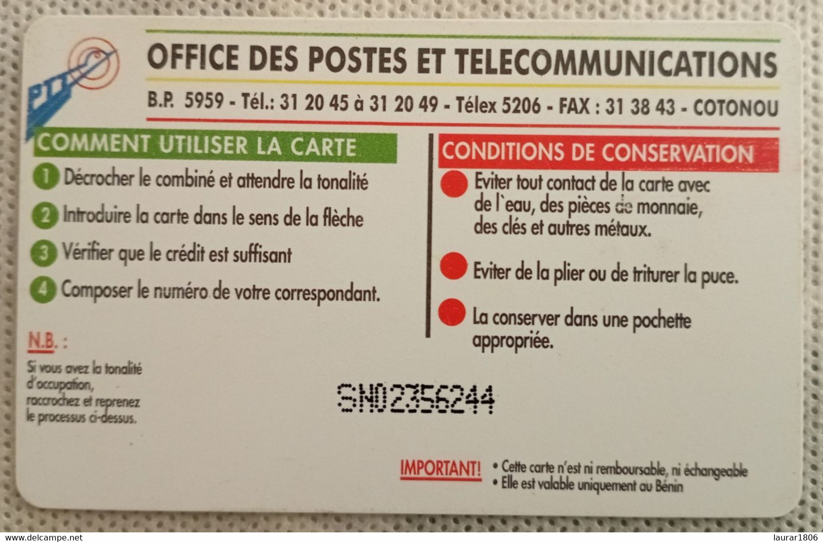 TELECARTE PHONECARD BENIN - PTT - "CONFERENCE A TROIS" - 50 Unités - EC - Bénin
