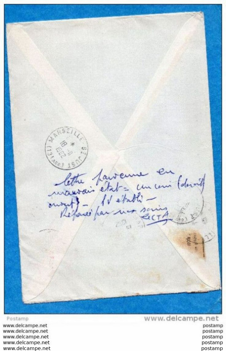 MARCOPHILIE-Lettre REC NORVEGE>Françe-"détériorée Et Réparée PTT Cad 1962 Stamp Flyging N°425+417 - Lettere Accidentate