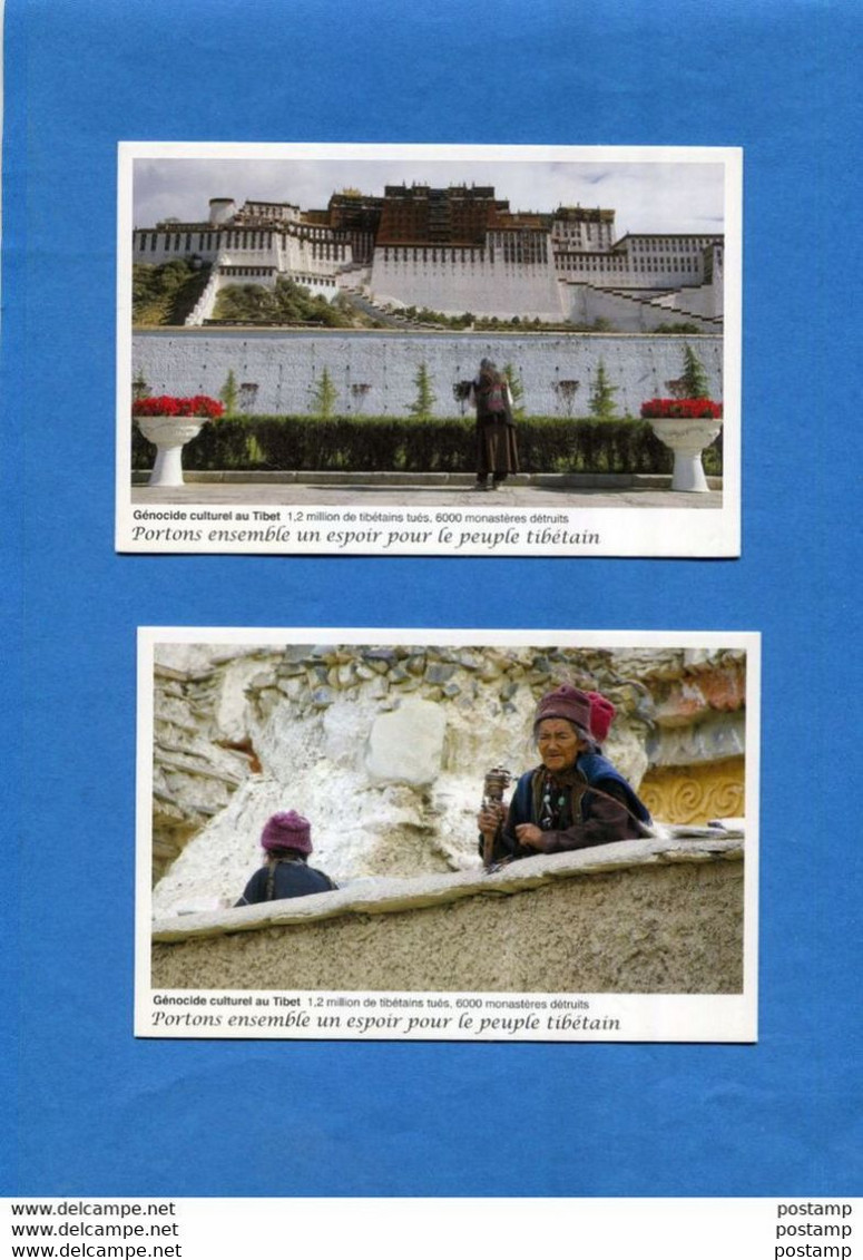 TIBET- 2 Cartes""portons Ensemble Un Espoir  Pour Le Peuple Tibétain"-années70-édit Asso Arts Harmonie - Tibet