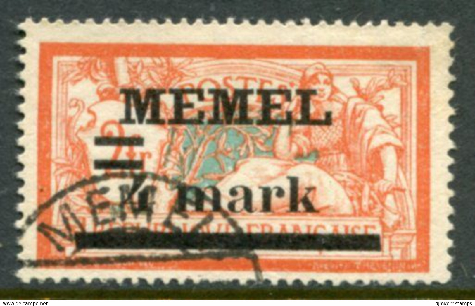 MEMEL 1920  Overprint 4 Mk.. On France 2 Fr. Type I. Used.  Michel 31 I - Memel (Klaipeda) 1923