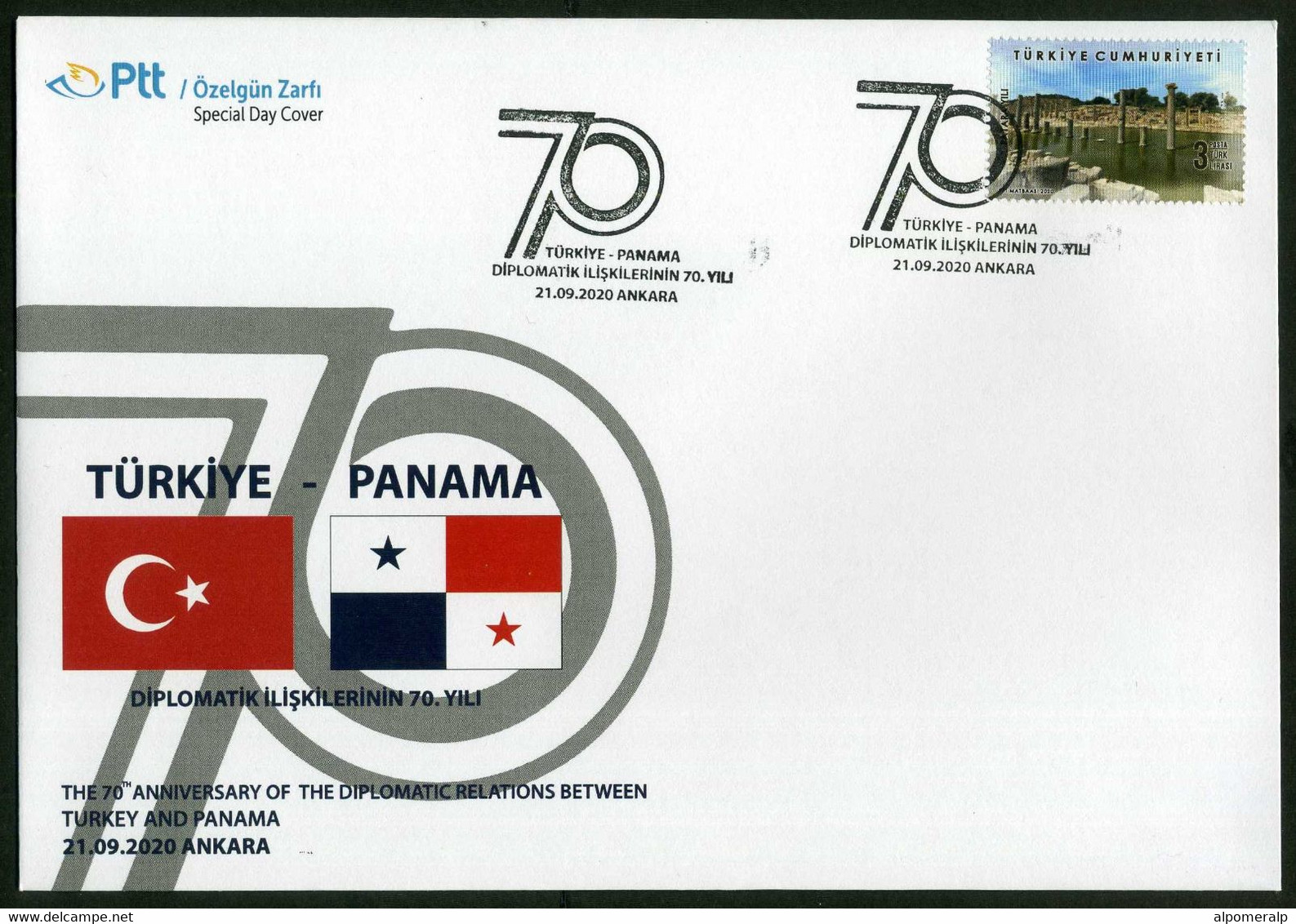 Türkiye 2020 Diplomatic Relations With Panama, 70th Anniversary | Flag, Special Cover - Covers & Documents