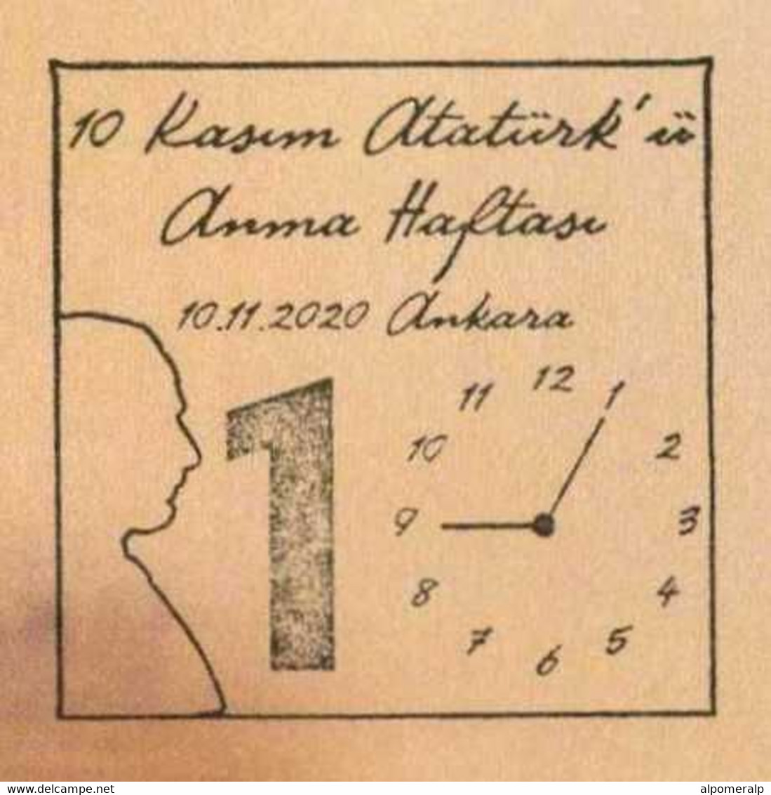 Türkiye 2020 10th November Atatürk Memorial Week | Clock, Special Cover - Briefe U. Dokumente