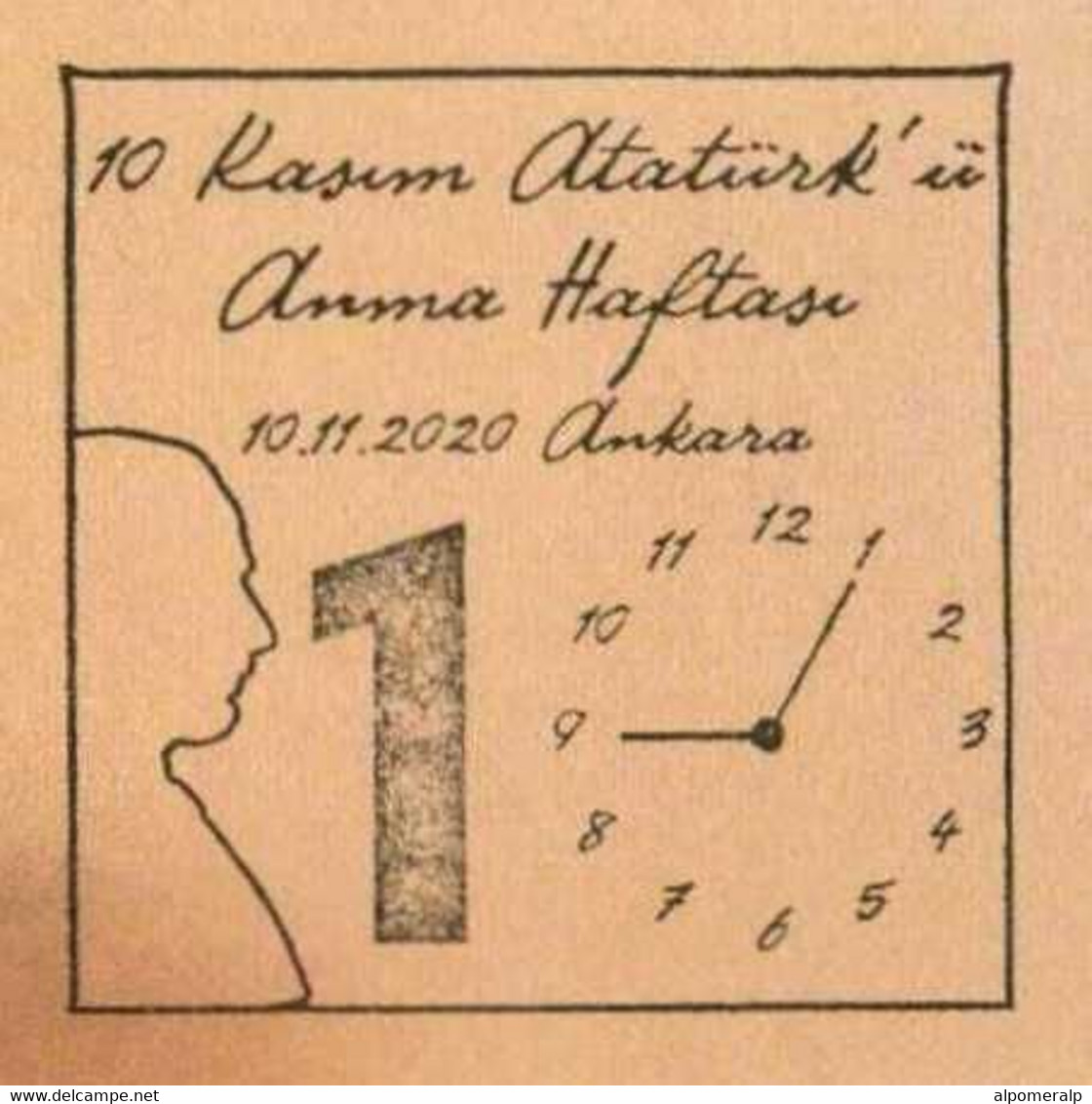 Türkiye 2020 10th November Atatürk Memorial Week | Clock, Special Cover - Lettres & Documents