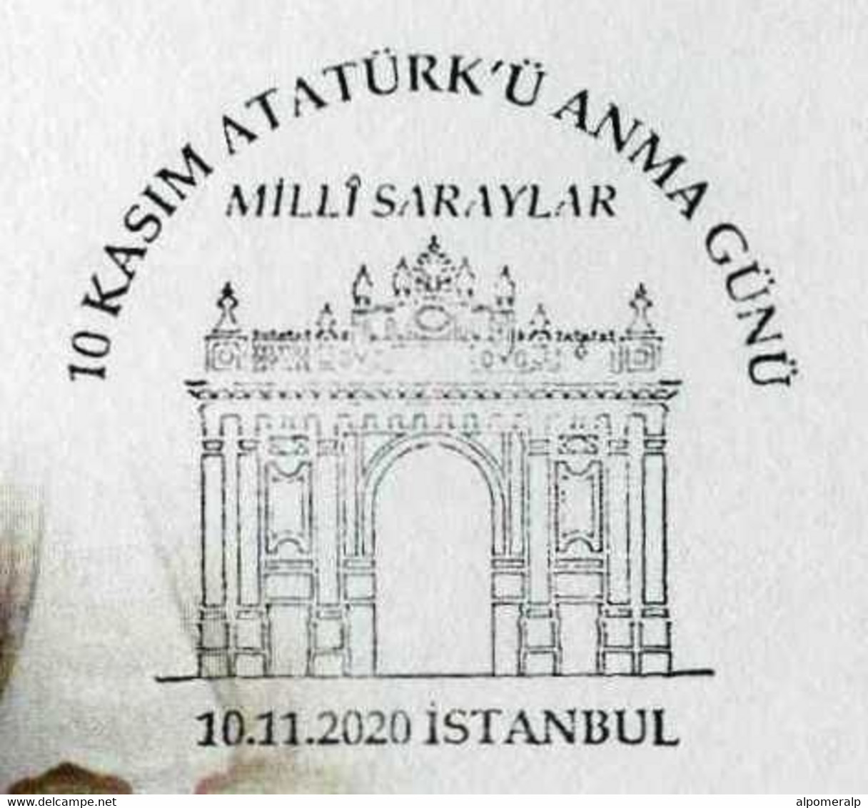 Türkiye 2020 10th November Atatürk Memorial Day, National Palaces, Special Cover - Brieven En Documenten