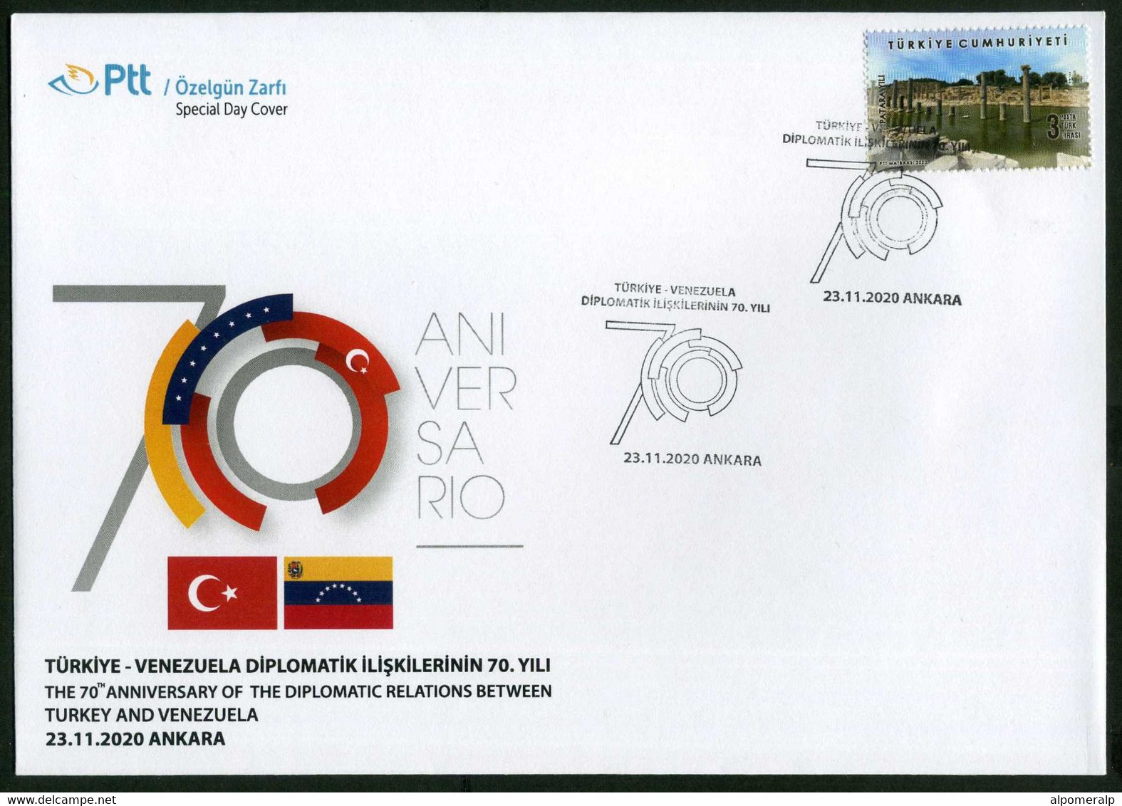 Türkiye 2020 Diplomatic Relations With Venezuela, 70th Anniversary | Flag, Special Cover - Briefe U. Dokumente