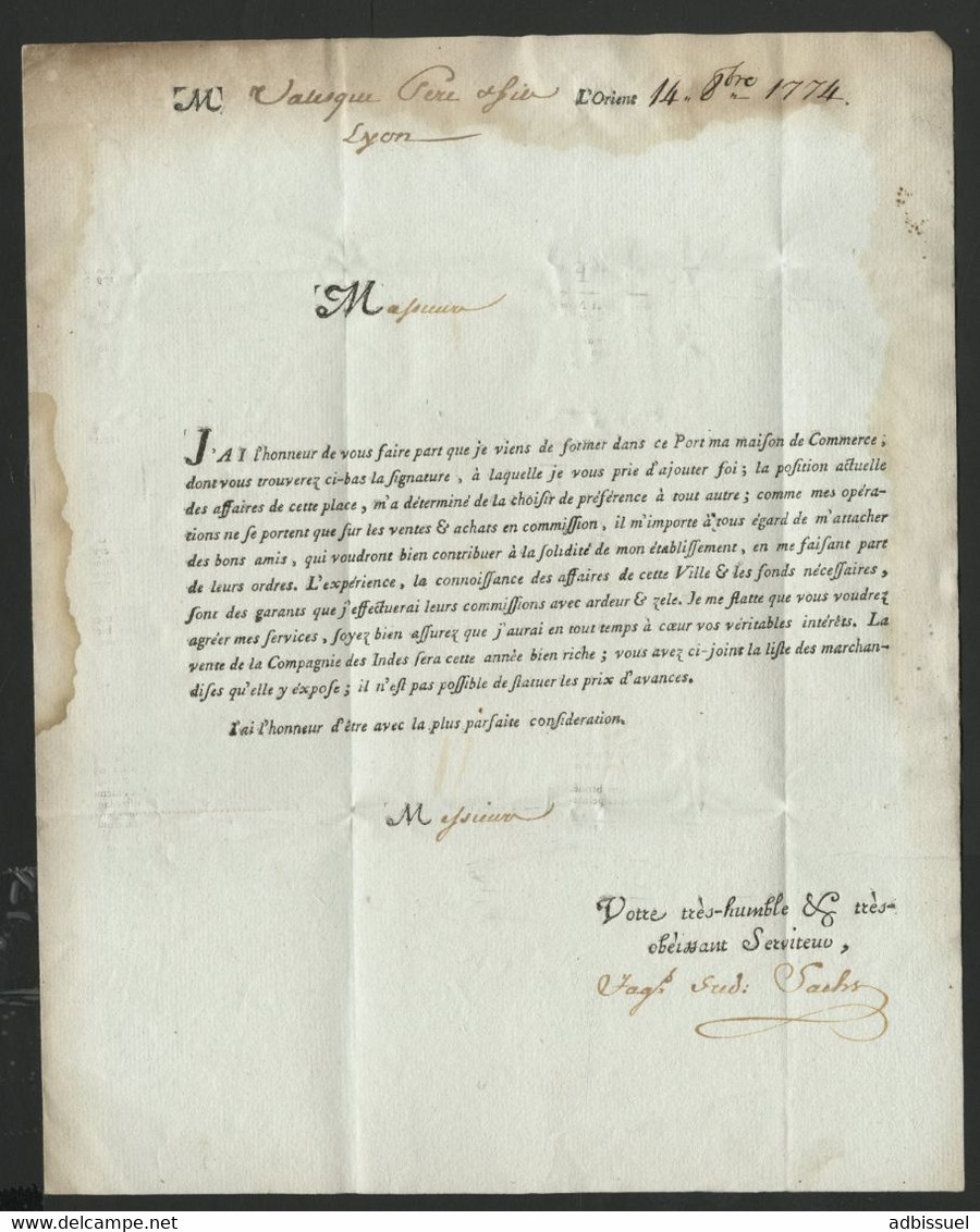 MORBIHAN L'ORIENT (Lorient) Lenain N° 5 Cote 70 € Datée De 1774  (voir Description) - 1701-1800: Précurseurs XVIII
