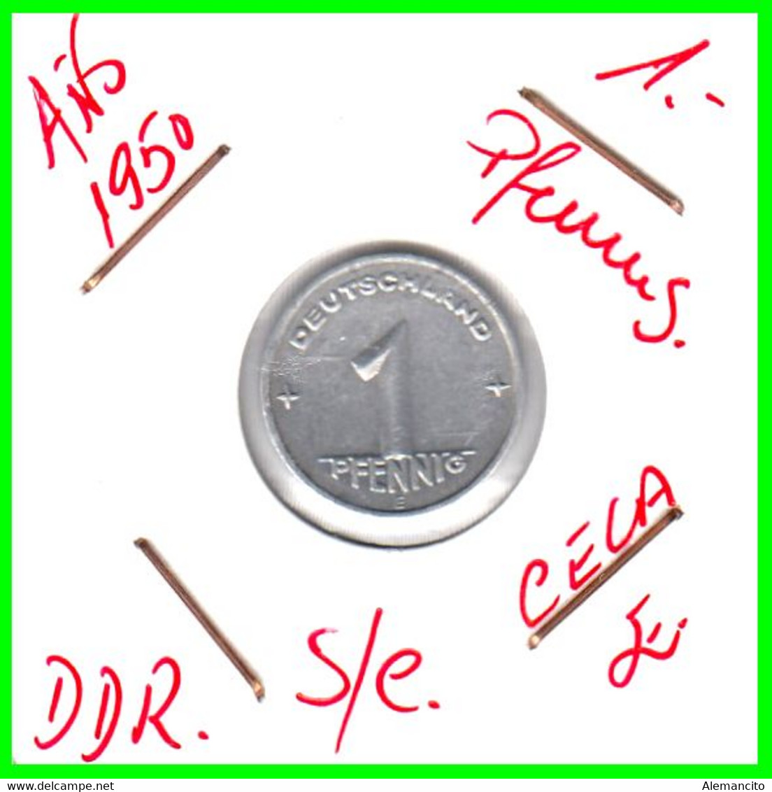 ( REPUBLICA ) REPUBLICA DEMOCRATICA DE ALEMANIA AÑO 1950 ( DDR ) MONEDAS DE 1 PFENNING  CECA-E MONEDA DE  ALUMINIO S/C - 1 Pfennig