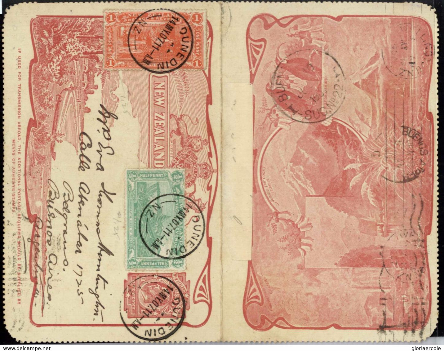 A1026 - NEW ZELAND - POSTAL HISTORY -  Double STATIONERY CARD : DUNEDIN TO B.A. - Postwaardestukken