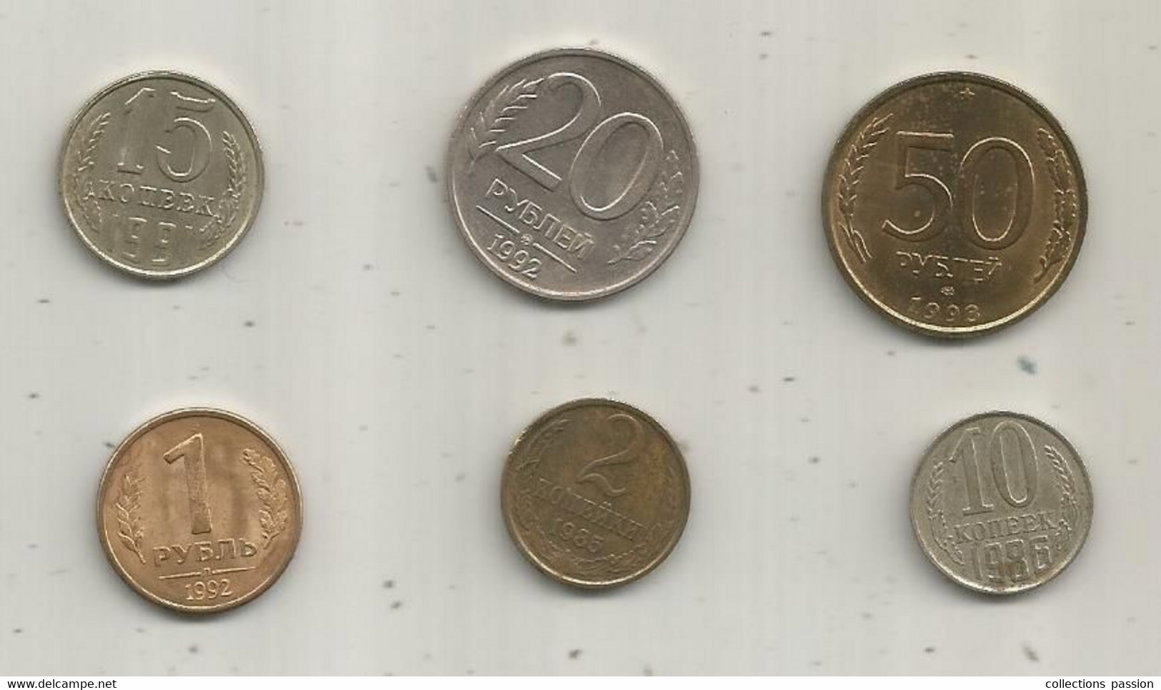 JC , Monnaie, RUSSIE , CCCP , 1985 à 1993, 2 Scans, LOT DE 6 MONNAIES - Russie