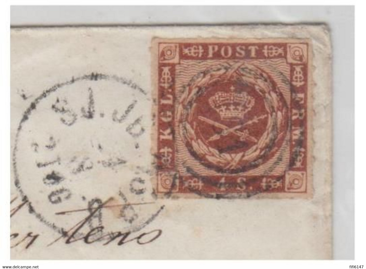 DANEMARK -1863- 4S Percé En Ligne Sur Lettre à Destination De ROESLILDE - Briefe U. Dokumente