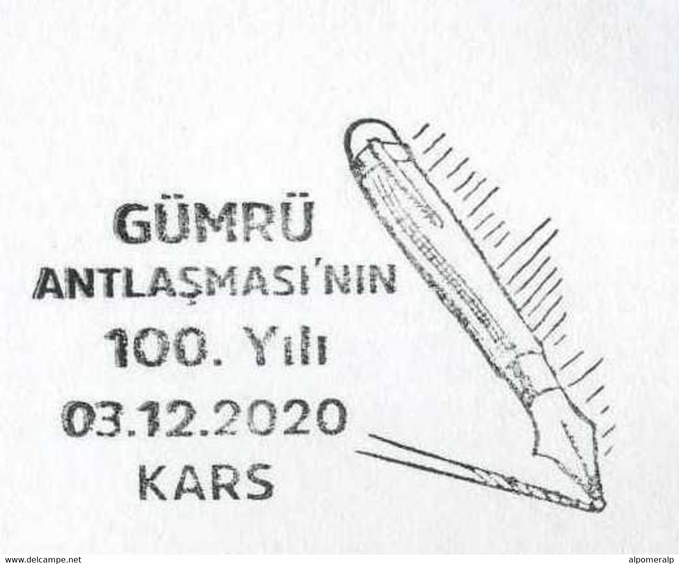 Türkiye 2020 Gyumri Treaty, 100th Anniv. | Pen, Treaties, Special Cover - Lettres & Documents