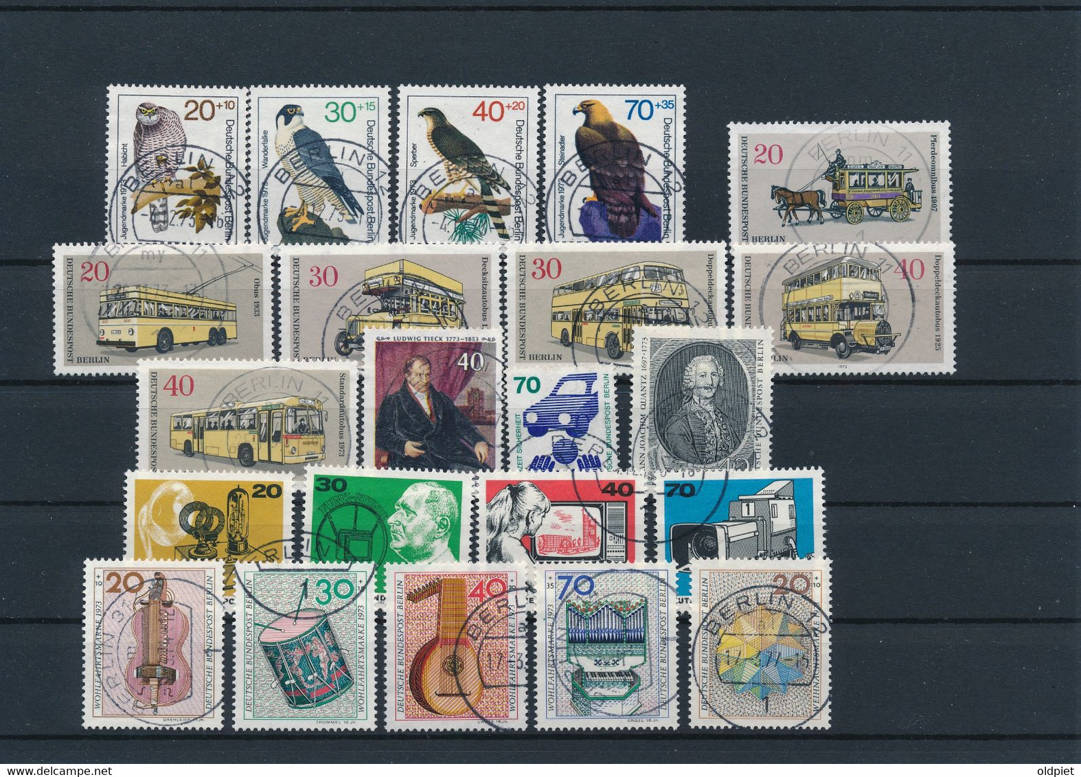 GERMANY Berlin West Jahrgang 1973 Stamps Year Set Used Cancelled Complete Komplett Michel 442-463, Block 4 - Usati