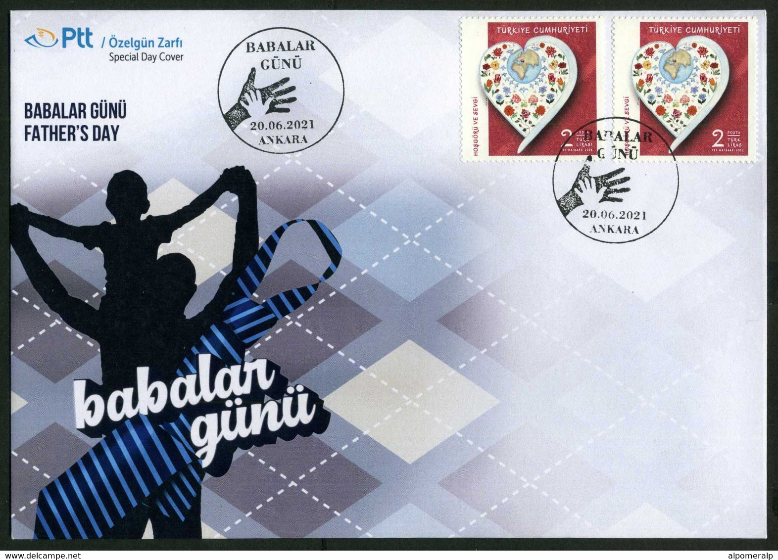 Türkiye 2021 Father's Day | Hands, Special Cover - Briefe U. Dokumente