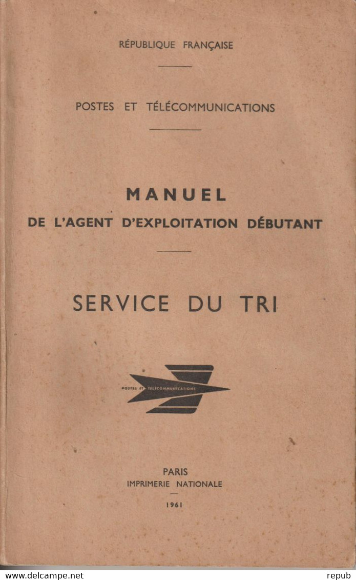 Manuel De L'agent D'exploitation Débutant. Service Du Tri édition 1961 - Post-Vorschriften