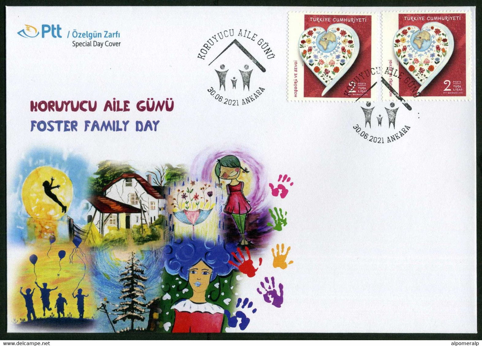 Türkiye 2021 Foster Family Day | Social Work, Convention On The Rights Of The Child, Heart, Special Cover - Covers & Documents