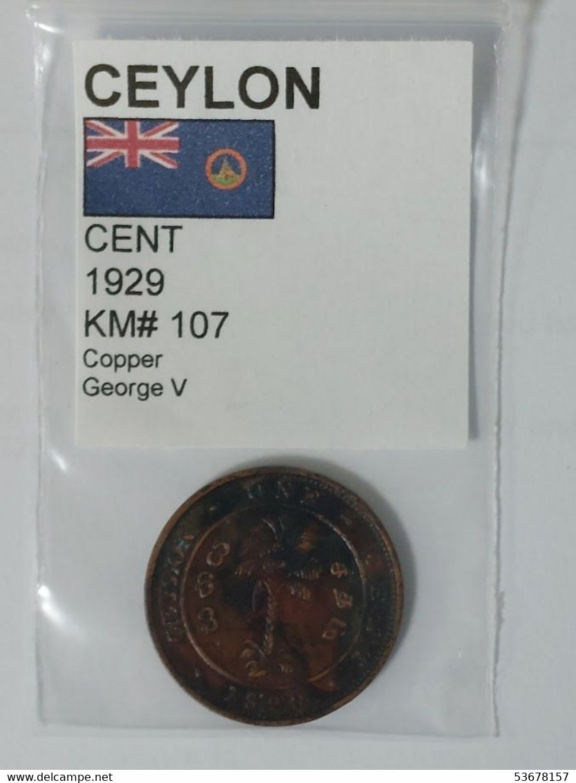 Ceylon - Cent 1929 (KM# 107) - Andere - Azië