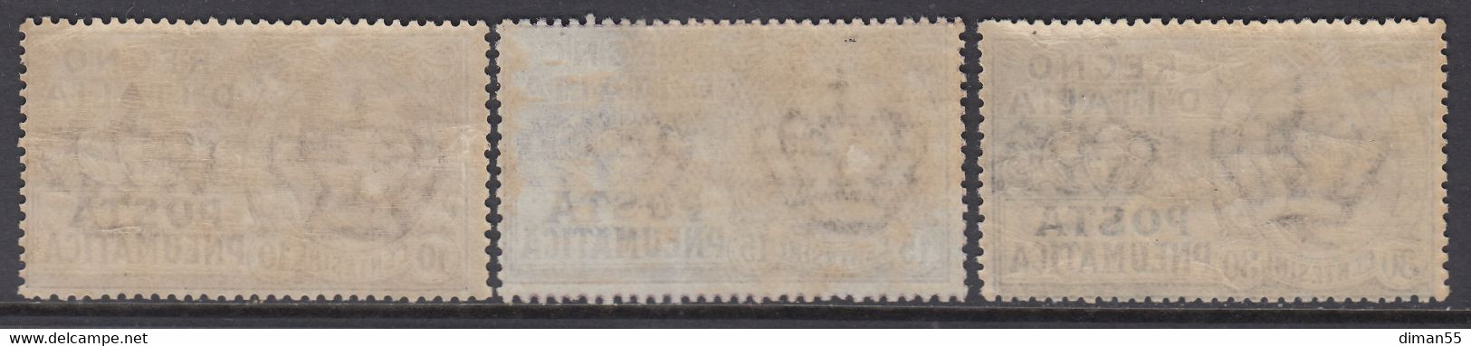 ITALIA - Posta Pneumatica Serie "Leoni"  Sassone N.1-3 - Cat. 45 Euro GOMMA INTEGRA - MNH** - Pneumatic Mail