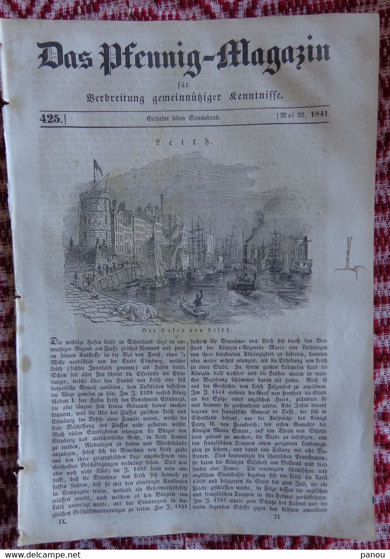 DAS PFENNIG MAGAZIN Nr 425. 22 Mai 1841. Leith Edinburgh. Bijapur Vijayapura Karnataka ? - Autres & Non Classés