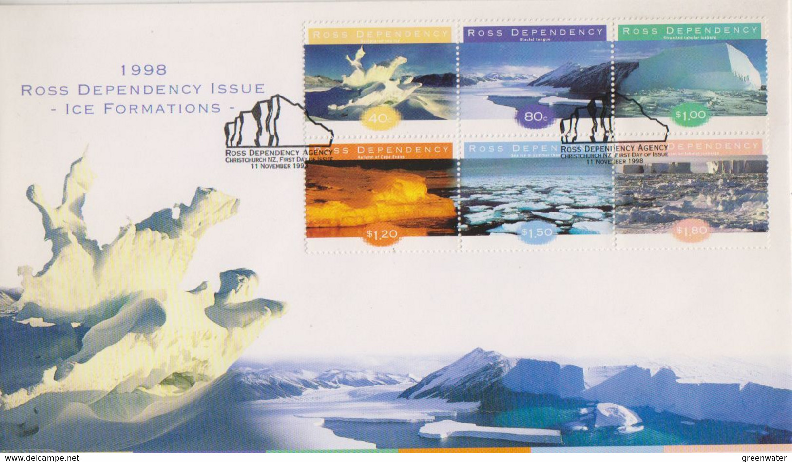 Ross Dependency 1998 Ice Formations 6v  Se Tenant FDC (RS159B) - FDC