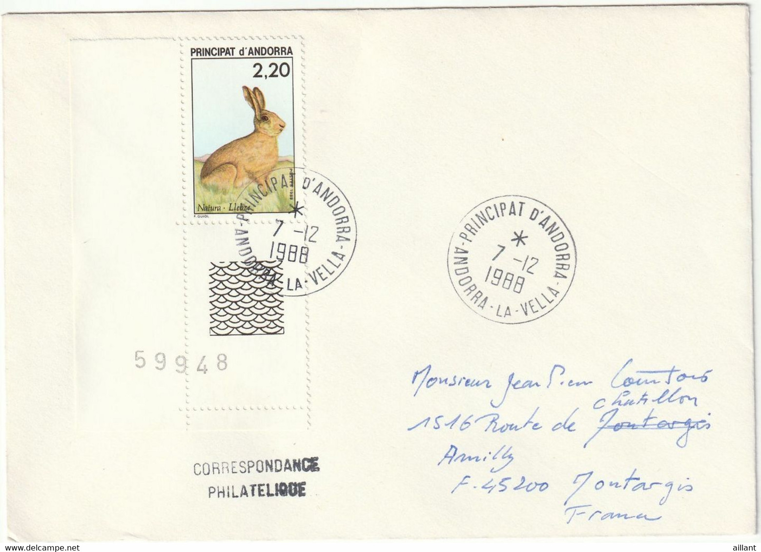 Lièvre. Hare. Andorre. Andorra. Lièvre. Rongeur. Rodent - Storia Postale