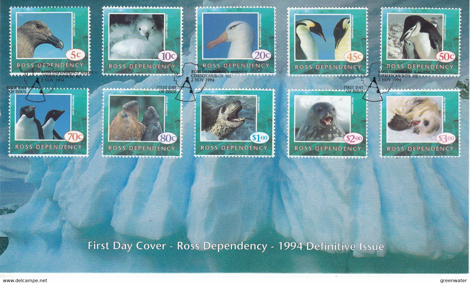 Ross Dependency 1994 Definitive Issue / Wildlife 10v FDC (RS160G) - FDC