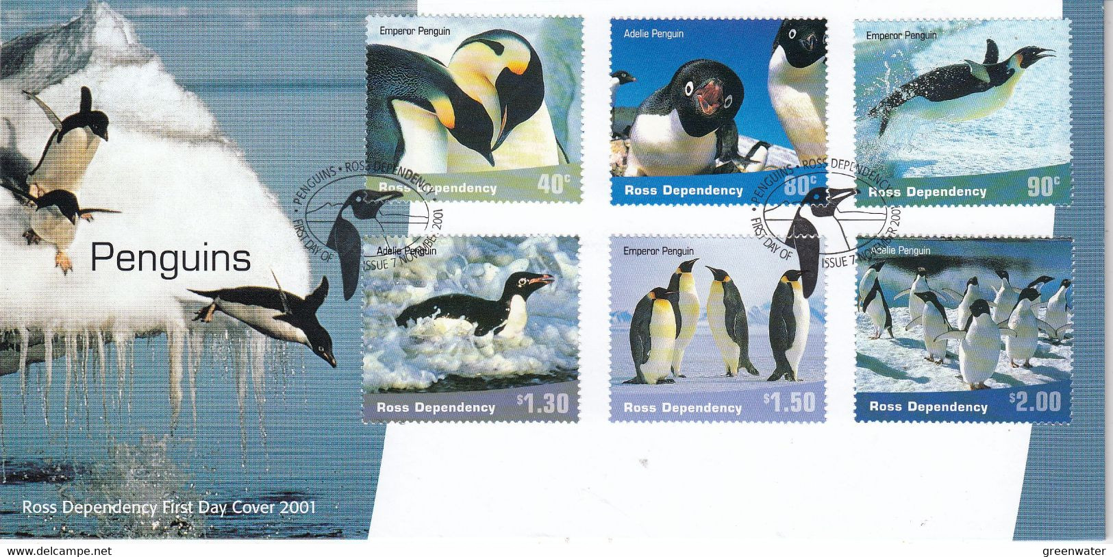 Ross Dependency 2001 Penguins 6v FDC (RS161) - FDC