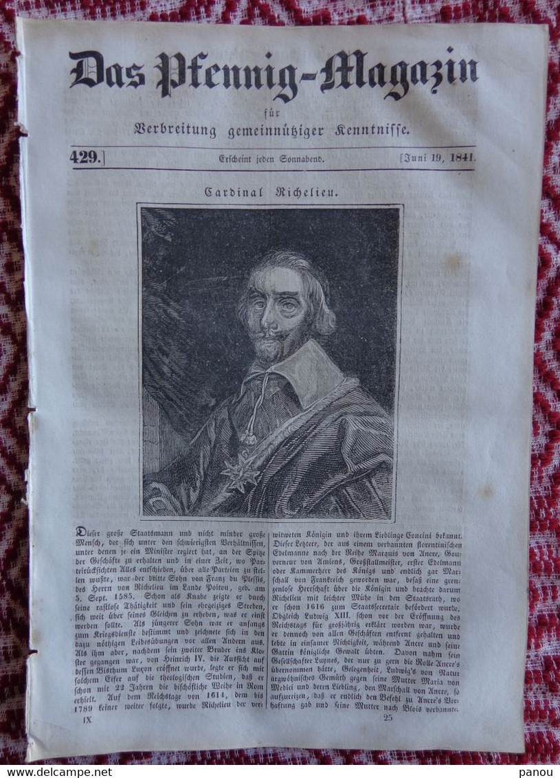 DAS PFENNIG MAGAZIN Nr 429. 19 Juni 1841. Richelieu. Riesengrotte Irland, Giant’s Causeway Ireland - Sonstige & Ohne Zuordnung