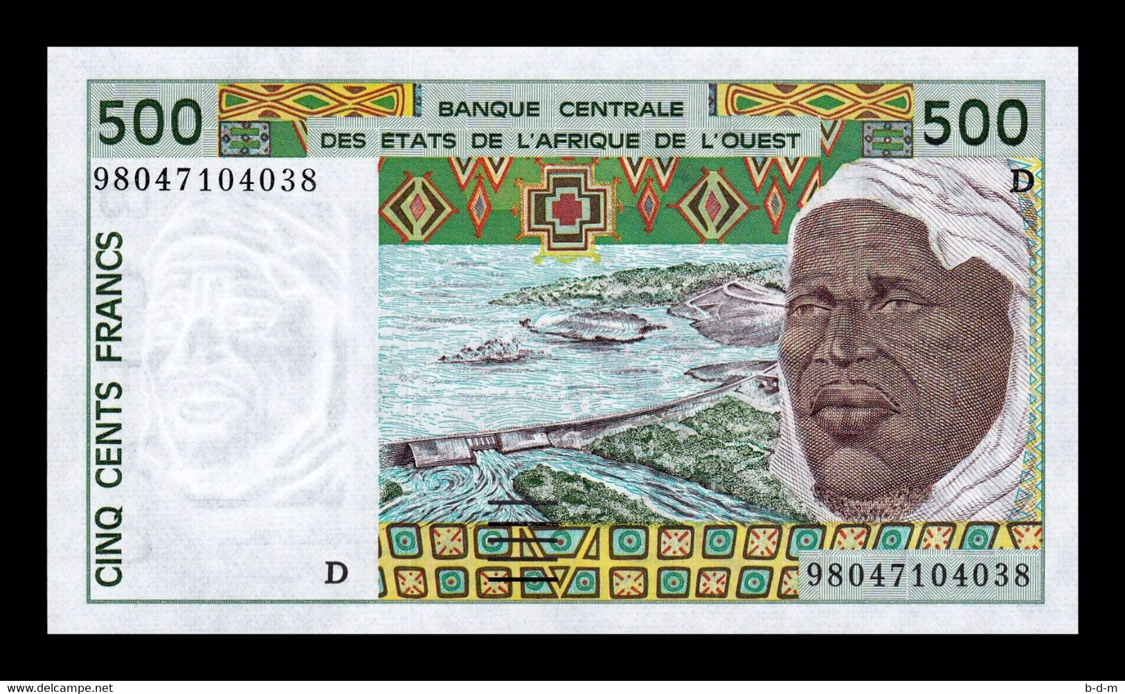 West African St. Malí 500 Francs BCEAO 1998 Pick 410Di SC UNC - Mali