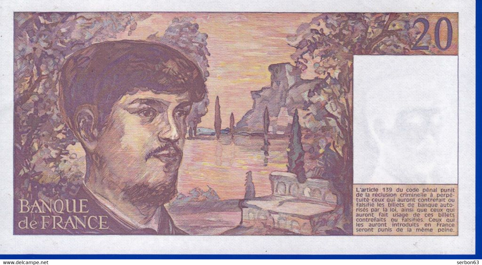 20 FRANCS DEBUSSY PR. NEUF PAS DE TROU Q008 N°257132 ANNÉE 1981 - 2 SCANS - Serbon63 - 20 F 1980-1997 ''Debussy''