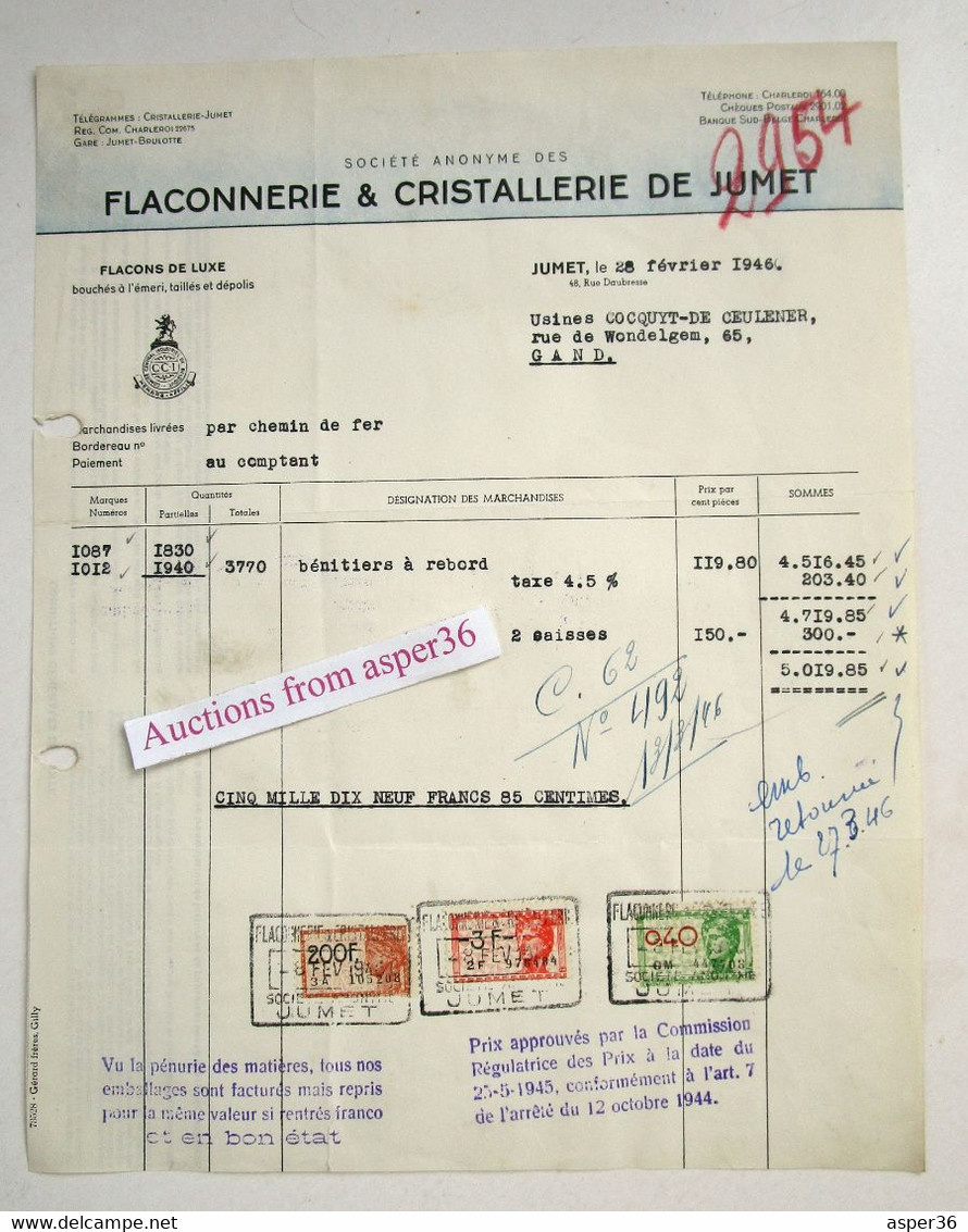 Flaconnerie & Cristallerie De Jumet, Rue Daubresse 1946 - 1900 – 1949
