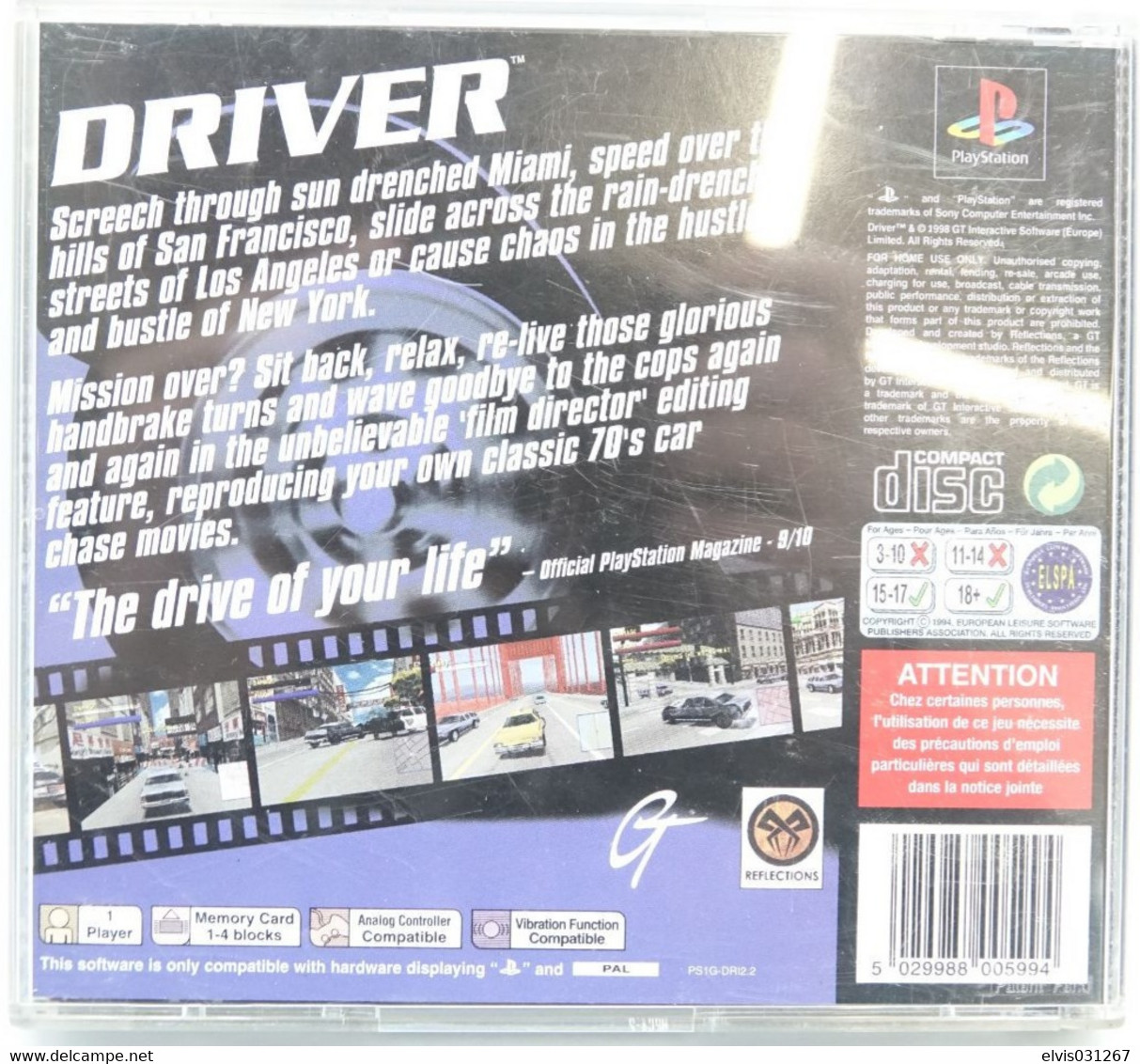 SONY PLAYSTATION ONE PS1 : DRIVER 1 - Playstation