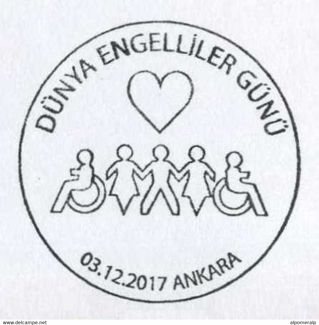 Türkiye 2017 World Disabilty Day, Wheelchair, Special Cover - Brieven En Documenten