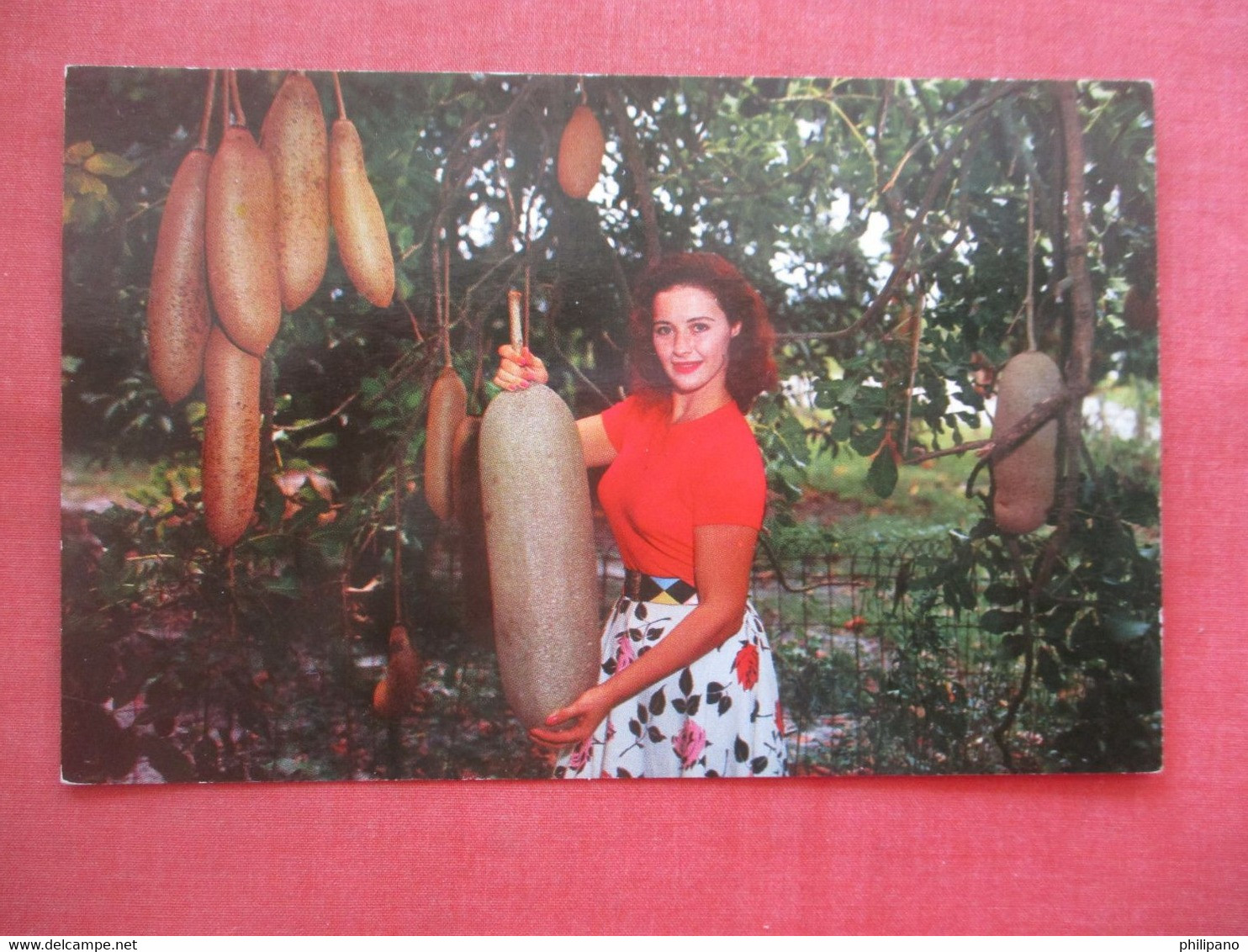 Female Holding A Large Sausage.  Botanic Garden   Fort Lauderdale Florida > Fort Lauderdale    Ref 5458 - Fort Lauderdale